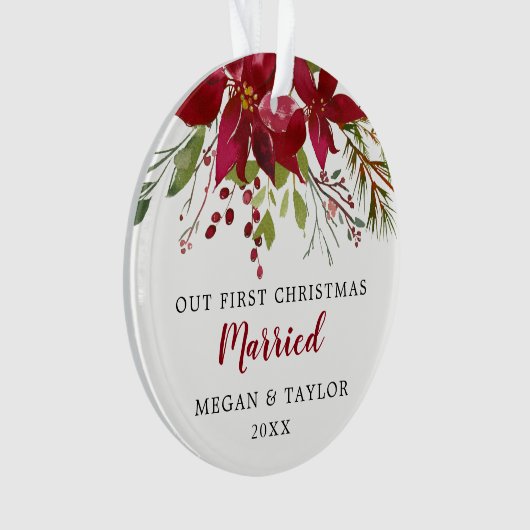 私たちの初めてのクリスマス結婚したフローラオーナメント オーナメント (正面)