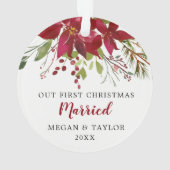 私たちの初めてのクリスマス結婚したフローラオーナメント オーナメント (裏面)