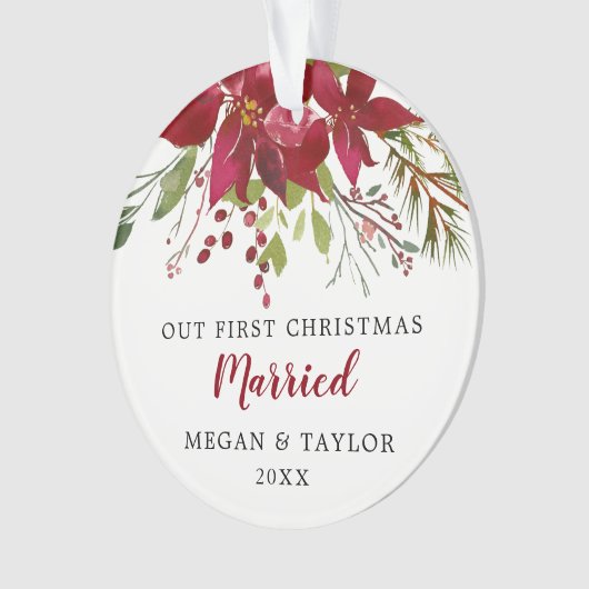 私たちの初めてのクリスマス結婚したフローラオーナメント オーナメント (正面)