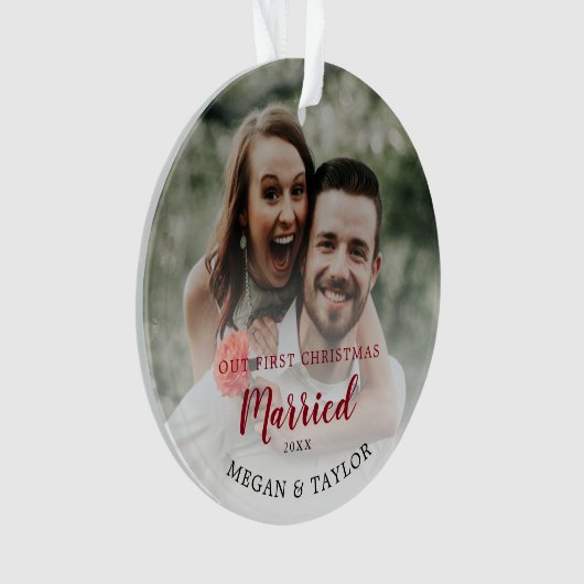 私たちの初めてのクリスマス結婚したフローラオーナメント オーナメント (正面)