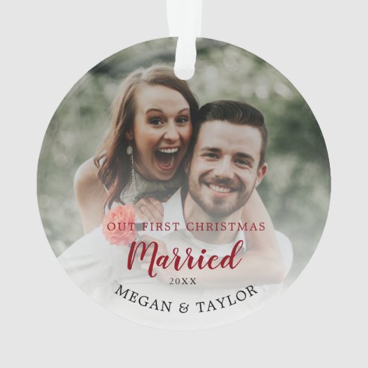 私たちの初めてのクリスマス結婚したフローラオーナメント オーナメント (裏面)