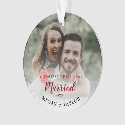 私たちの初めてのクリスマス結婚したフローラオーナメント オーナメント (正面)