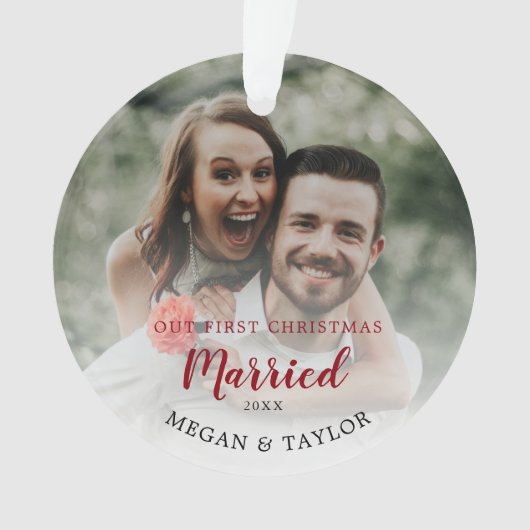 私たちの初めてのクリスマス結婚したフローラオーナメント オーナメント (正面)