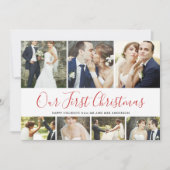 私たちの初めてのクリスマス結婚したホリデー7フォトコラージュ シーズンカード (正面)