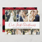 私たちの初めてのクリスマス結婚したホリデー7フォトコラージュ シーズンカード (正面/裏面)