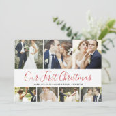 私たちの初めてのクリスマス結婚したホリデー7フォトコラージュ シーズンカード (スタンド正面)