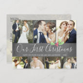私たちの初めてのクリスマス結婚したホリデー7フォトコラージュ シーズンポストカード (正面/裏面)