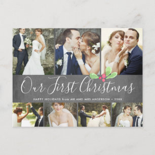 私たちの初めてのクリスマス結婚したホリデー7フォトコラージュ シーズンポストカード
