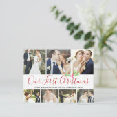 私たちの初めてのクリスマス結婚したホリデー7フォトコラージュ シーズンポストカード (スタンド正面)