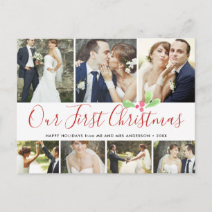 私たちの初めてのクリスマス結婚したホリデー7フォトコラージュ シーズンポストカード