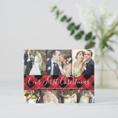 私たちの初めてのクリスマス結婚したホリデー7フォトコラージュ シーズンポストカード (スタンド正面)