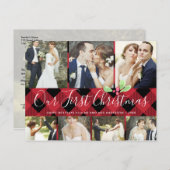 私たちの初めてのクリスマス結婚したホリデー7フォトコラージュ シーズンポストカード (正面/裏面)