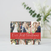 私たちの初めてのクリスマス結婚したホリデー7フォトコラージュ ポストカード (スタンド正面)