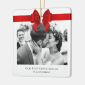 私たちの初めてのクリスマス結婚したミニマリストのミスターとミセス セラミックオーナメント (左)