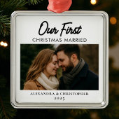 私たちの初めてのクリスマス結婚したミニマルモダン メタルオーナメント