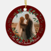 私たちの初めてのクリスマス結婚した写真クリスマスツリー セラミックオーナメント (正面)