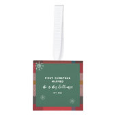 私たちの初めてのクリスマス結婚した写真プライド素朴 キューブオーナメント (正面)