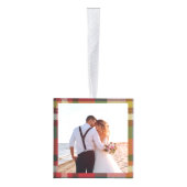 私たちの初めてのクリスマス結婚した写真プライド素朴 キューブオーナメント (右)