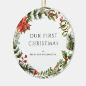 私たちの初めてのクリスマス結婚した写真植物学 セラミックオーナメント (左)