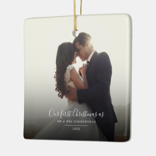 私たちの初めてのクリスマス結婚した写真Keepsake セラミックオーナメント (左)
