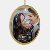 私たちの初めてのクリスマス結婚した2写真金ゴールドクリスマス セラミックオーナメント (右)