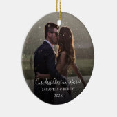 私たちの初めてのクリスマス結婚したKeepsake写真 セラミックオーナメント (右)