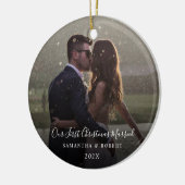 私たちの初めてのクリスマス結婚したKeepsake写真 セラミックオーナメント (左)
