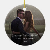 私たちの初めてのクリスマス結婚したKeepsake写真 セラミックオーナメント (裏面)