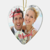 私たちの初めてのクリスマス結婚したw.写真 – ハート セラミックオーナメント (左)