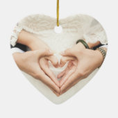 私たちの初めてのクリスマス結婚のクリームフォトセラミックまたは セラミックオーナメント (裏面)