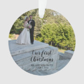 私たちの初めてのクリスマス結婚のフォトスクリプエレガントト オーナメント (正面)