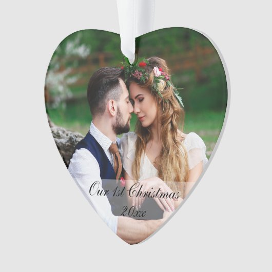 私たちの初めてのクリスマス結婚の写真 オーナメント (正面)