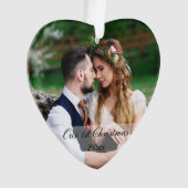 私たちの初めてのクリスマス結婚の写真 オーナメント (正面)