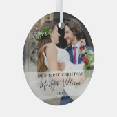 私たちの初めてのクリスマス結婚の写真 ガラスオーナメント (正面右)