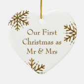 私たちの初めてのクリスマス結婚の写真 セラミックオーナメント (裏面)