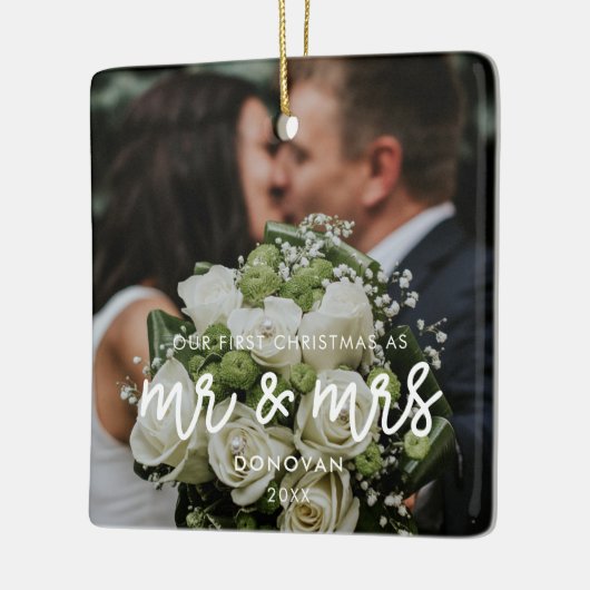 私たちの初めてのクリスマス結婚の写真 セラミックオーナメント (左)