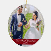 私たちの初めてのクリスマス結婚の写真 セラミックオーナメント (左)