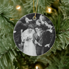 私たちの初めてのクリスマス結婚の写真 セラミックオーナメント