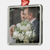 私たちの初めてのクリスマス結婚の写真 メタルオーナメント (左)