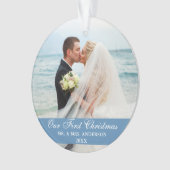 私たちの初めてのクリスマス結婚ブルーの写真 オーナメント