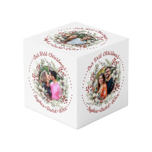 私たちの初めてのクリスマス結婚リースのフォトキューブ フォトキューブ