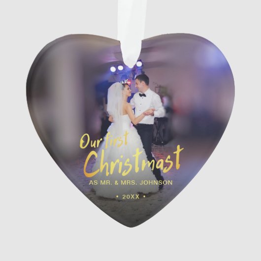 私たちの初めてのクリスマス結婚写真 オーナメント (裏面)