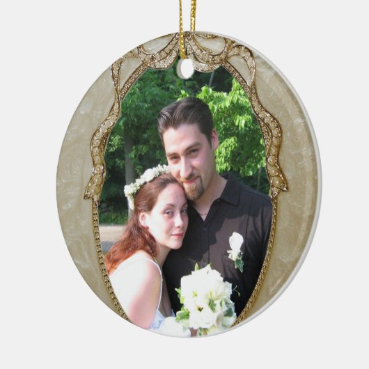 私たちの初めてのクリスマス結婚新オーナメントと写真 セラミックオーナメント (左)