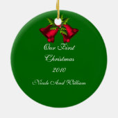 私たちの初めてのクリスマス結婚新オーナメントと写真 セラミックオーナメント (裏面)