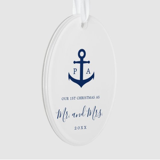 私たちの初めてのクリスマス航海のモノグラム写真 オーナメント (正面)
