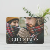 私たちの初めてのクリスマス赤い格子模様の写真カード シーズンカード (スタンド正面)