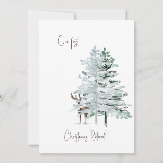 私たちの初めてのクリスマス退職したウッドランドディアー シーズンカード (正面)