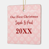 私たちの初めてのクリスマス高齢化パーチメント写真オーナメント セラミックオーナメント (左)