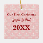 私たちの初めてのクリスマス高齢化パーチメント写真オーナメント セラミックオーナメント (正面)