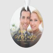 私たちの初めてのクリスマス2写真結婚の オーナメント (正面)